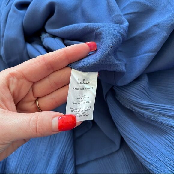 Lulus heart of marigold denim blue wrap maxi dress - Picture 7 of 9